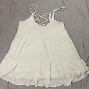 White Tobi baby doll tank top with cross straps SZ L